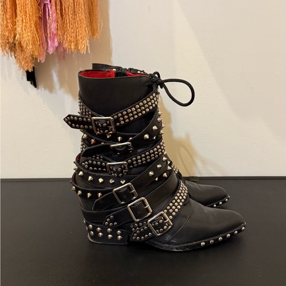 Jeffrey Campbell Black Studded Moto Boots - Picture 6 of 9